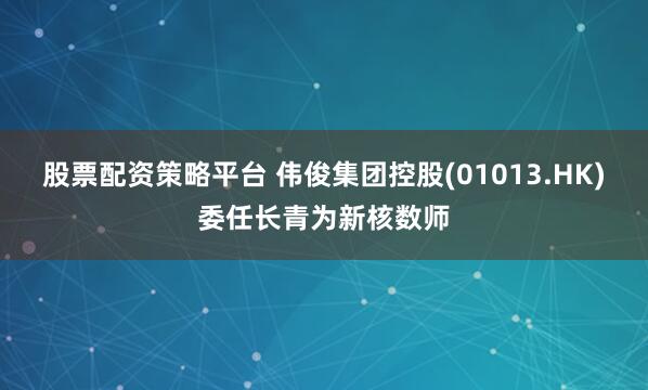 股票配资策略平台 伟俊集团控股(01013.HK)委任长青为新核数师