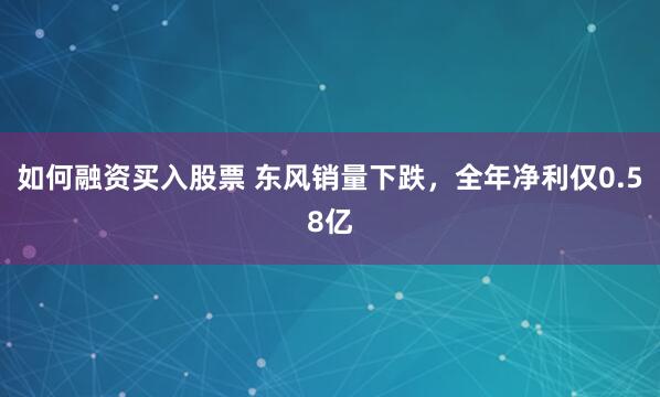 如何融资买入股票 东风销量下跌，全年净利仅0.58亿