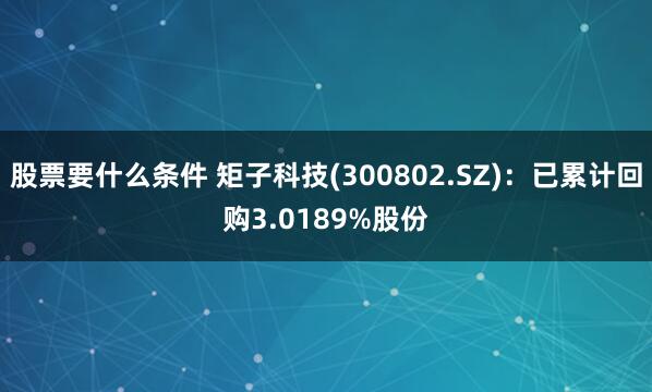 股票要什么条件 矩子科技(300802.SZ)：已累计回购3.0189%股份