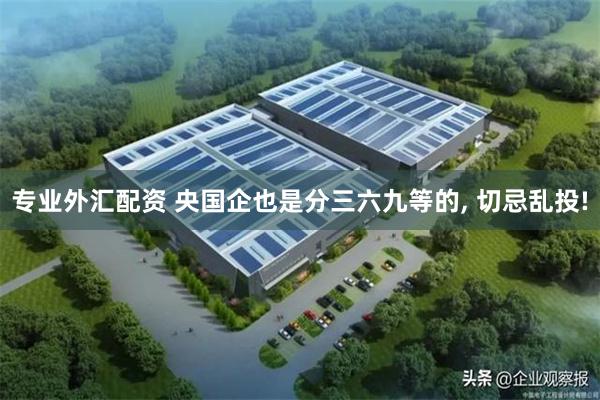 专业外汇配资 央国企也是分三六九等的, 切忌乱投!