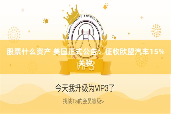 股票什么资产 美国正式公告：征收欧盟汽车15%关税